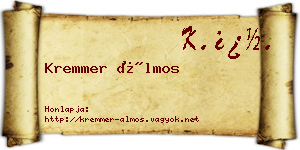 Kremmer Álmos névjegykártya